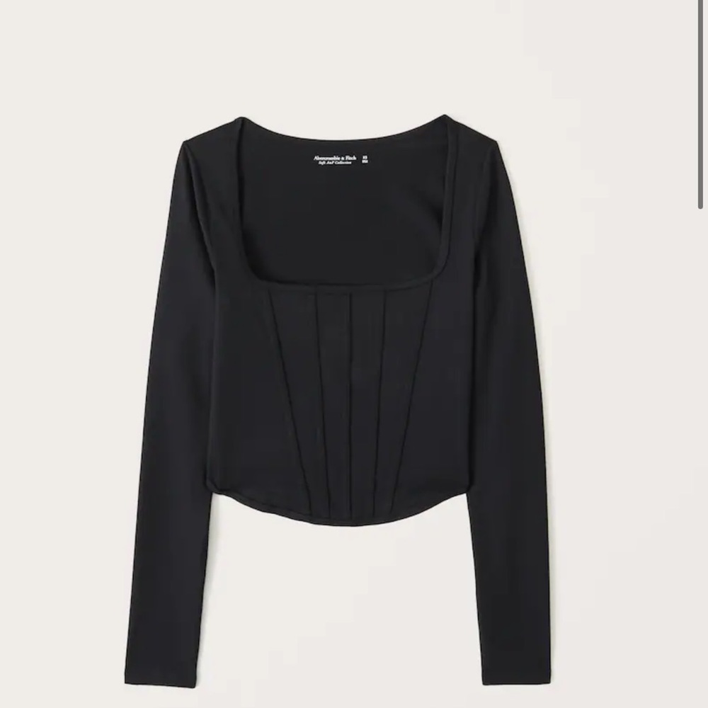 Long-Sleeve Seamless Fabric Corset Top